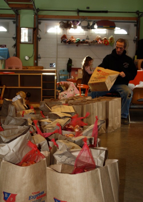 Scott and Maeve packing the storage shares.