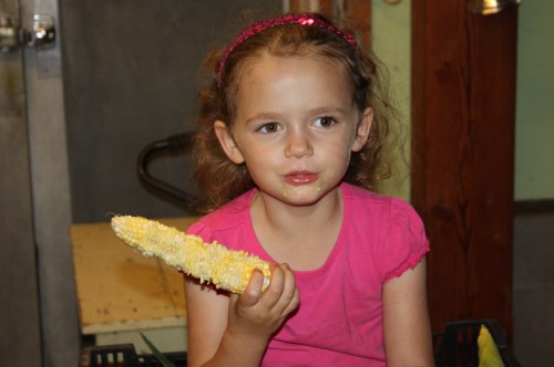 Finishing up her second ear.