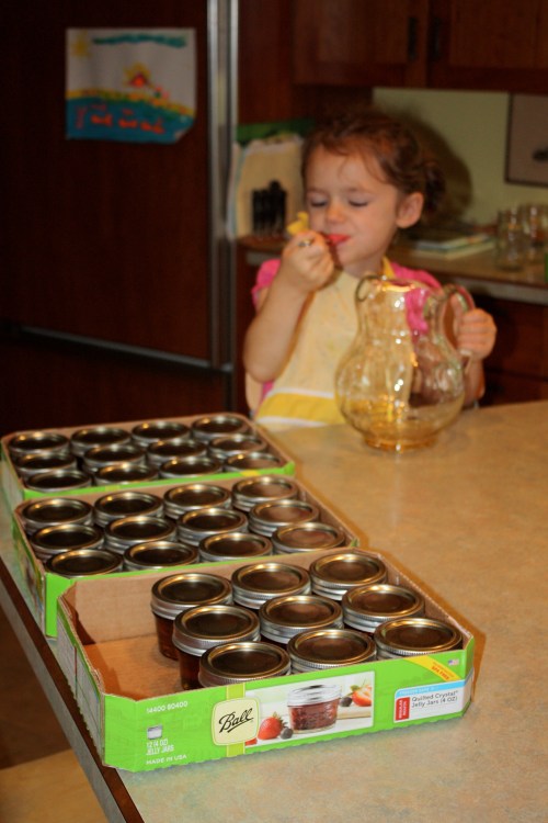 Finishing up the honey pour.