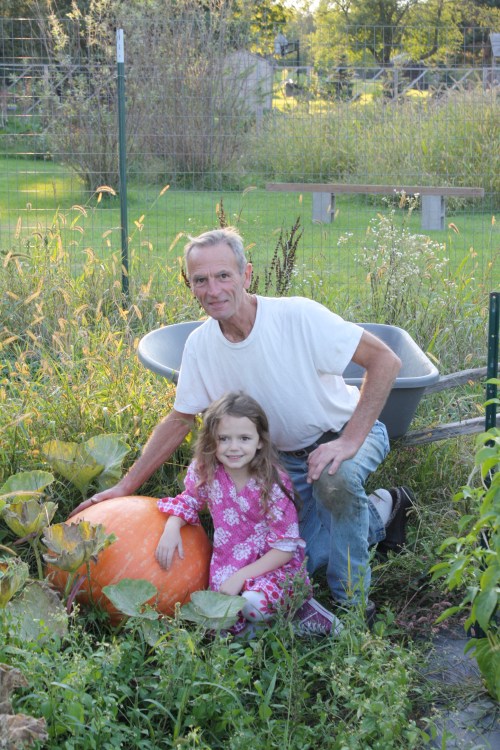 Getting ready to harvest our great pumpkin.